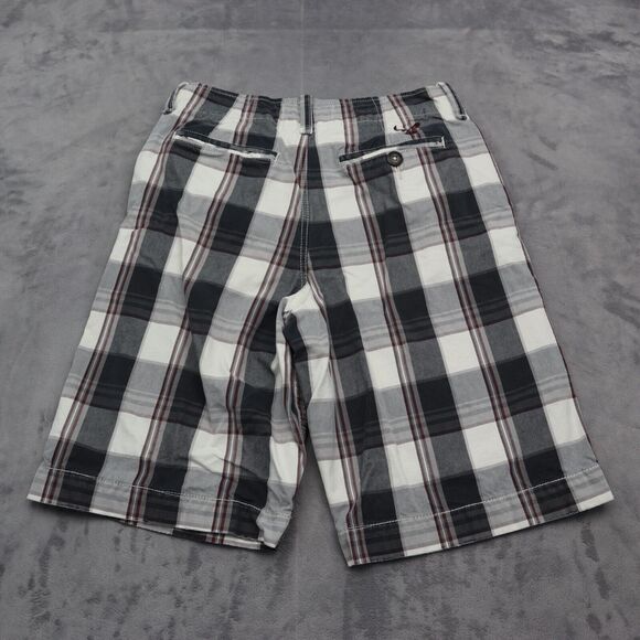 American Eagle Shorts Mens 30 Black Check Plaid Longer Length Uniform Preppy - Picture 8 of 15